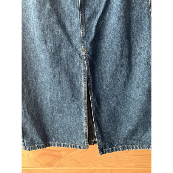 VTG Eddie Bauer Denim Pencil Skirt Maxi Sz 8 Front Slit Bohemian Lagenlook - Picture 3 of 6